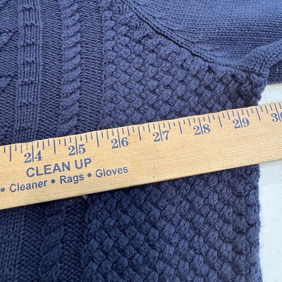 Chaps Sweater Mens 3XB Blue Golf Quarter Zip Cable Knit Fisherman 100% Cotton - Picture 6 of 12